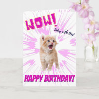 Wow mignon Orange Kitten Carte d'anniversaire