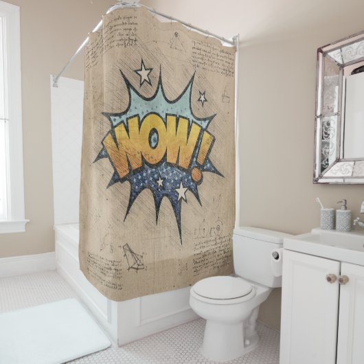 WOW!  stripboek Steampunk Pop Douchegordijn (In situ)