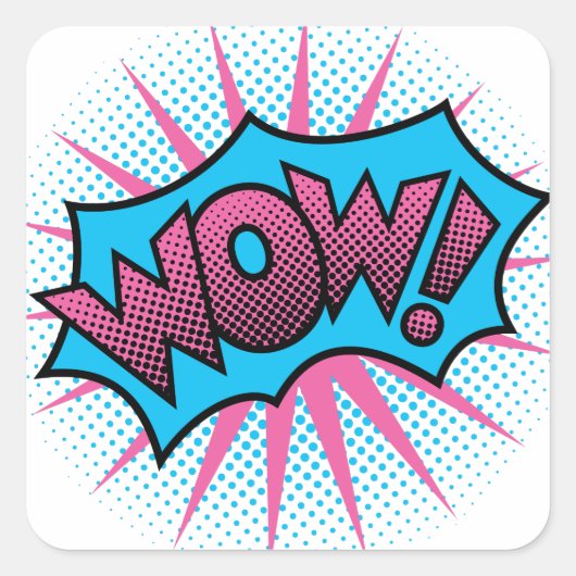 WOW! Tekstontwerp Vierkante Sticker (Voorkant)
