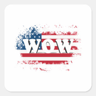 WOW USA Free Day T Classic shirt Vierkante Sticker