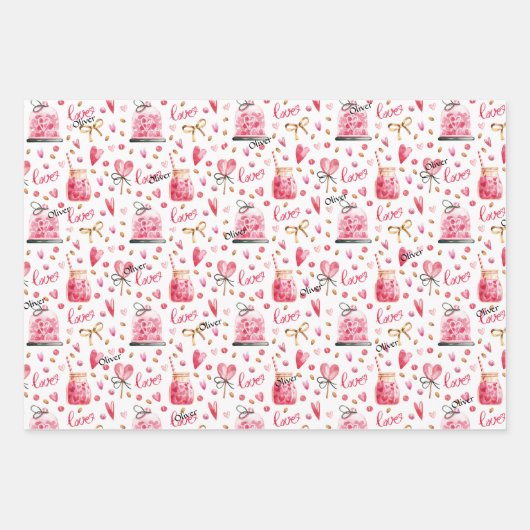 WP | 1 Naam Top Blad 3 Valentijnse  Wrapping Paper (Voorkant)