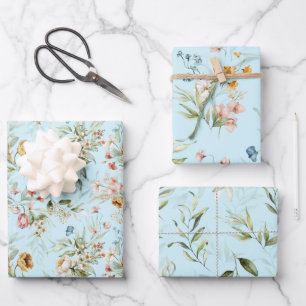 WP Dutch Stilleven Bloemen op Bord Blauw Inpakpapier Vel