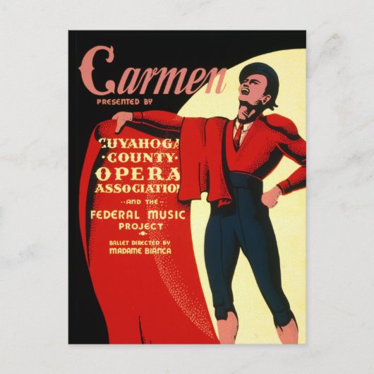  WPA Federal Music Project Opera Carmen Briefkaart (Voorkant)