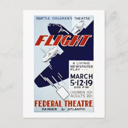 WPA Federal Theater Project Flight Briefkaart (Voorkant)