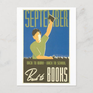  WPA Library Poster September Reading Briefkaart