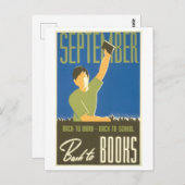  WPA Library Poster September Reading Briefkaart (Voorkant / Achterkant)