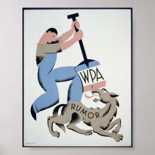 WPA-Man en Wolf-roemor Poster (Voorkant)