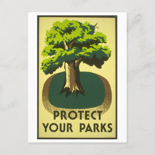  WPA-Poster "Bescherm uw parken" Briefkaart