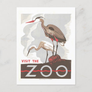  WPA-Poster: "Bezoek de dierentuin" Briefkaart