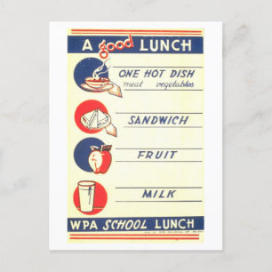  WPA-Poster "een goede lunch" voeding Briefkaart