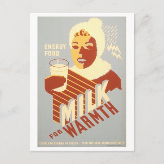 WPA-Poster Melk voor Warmte Briefkaart (Voorkant)