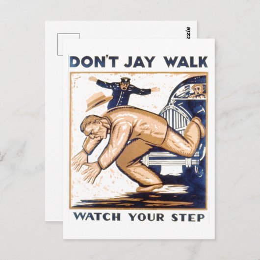  WPA-Poster: Niet Jaywalk. Let op je stap Briefkaart (Voorkant / Achterkant)