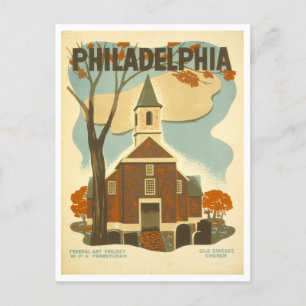  WPA-Poster Philadelphia Old Swedes Church Briefkaart