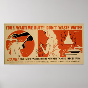  WPA-Poster voor afvalwaterkeuken Dont Waste Water Poster