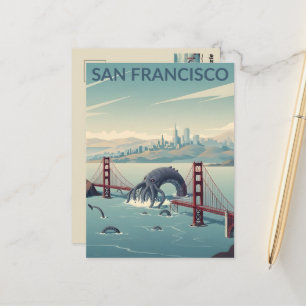 WPA‑stijl San Francisco Cryptid Briefkaart