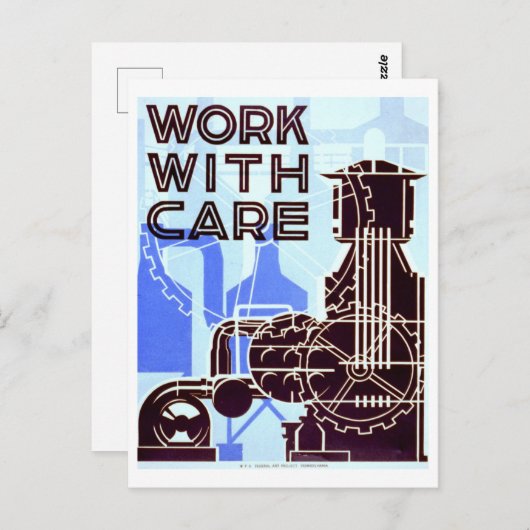 WPA "Werk met Zorg" Poster Briefkaart (Voorkant / Achterkant)