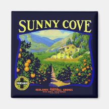 WQ MAGNEET: Zonnige Cove Fruit Crate Label