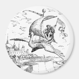 WQ MAGNET 3": Magical Flying Swan Boat Magneet