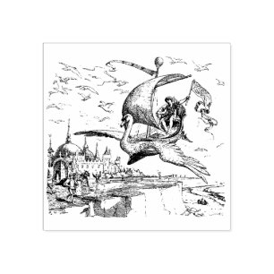 WQ RUBBER STEMP : Magical Flying Swan Boat Rubberstempel
