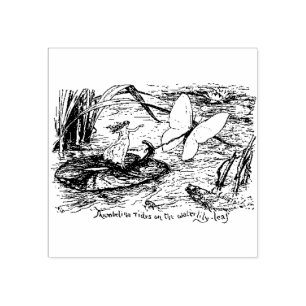 WQ RUBBER STEMP : Thumbelina Rides op Lily pad Rubberstempel