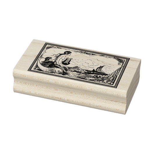 WQ RUBBER STEMPEL: Zeemeerminnen en schip Rubberstempel (Stempel)