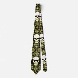 Wraithe Gentlemen's Gold Reaper Gothic Silk Stropd Stropdas