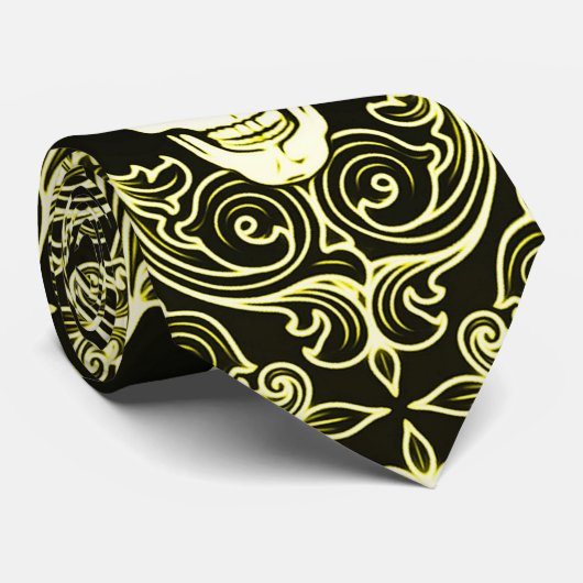 Wraithe Gentlemen's Gold Reaper Gothic Silk Stropd Stropdas (Opgerold)