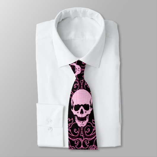 Wraithe  roze gothic Skulls Gentleman's Stropdas (Gebonden)