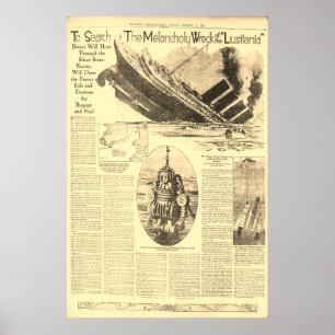 Wrak van de Lusitania Krant Poster