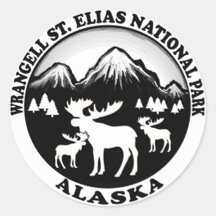 Wrangell St. Elias Nat Park Alaska mose cirkel Ronde Sticker