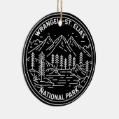 Wrangell St Elias Nationaal Park Alaska Monoline Keramisch Ornament (Rechts)