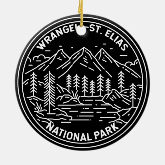 Wrangell St Elias Nationaal Park Alaska Monoline Keramisch Ornament (Achterkant)