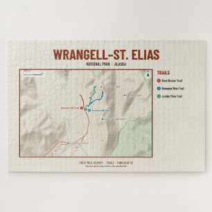 Wrangell–St. Elias National Park Wandelkaart Puzze Legpuzzel