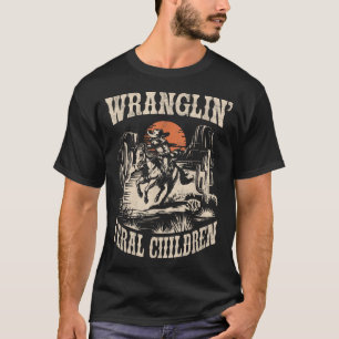 Wranglin Feral Children Cowboy Raccoon 90S Western T-shirt