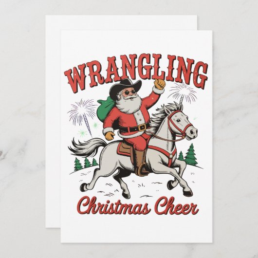 Wrangling Christmas Cheer Cowboy Santa Country Feestdagenkaart (Voorkant / Achterkant)