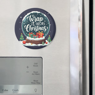 Wrap It Up Het is Kerstmis Sneeuw Wereldbol Ontwer Magneet