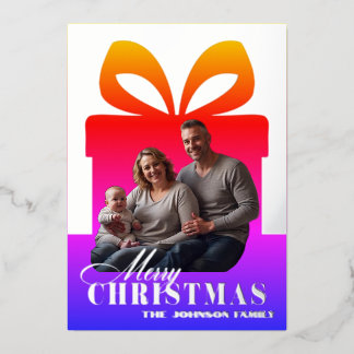 Wrapped in Love - Kerst Familie Regenboog Zilver Folie Feestdagenkaart