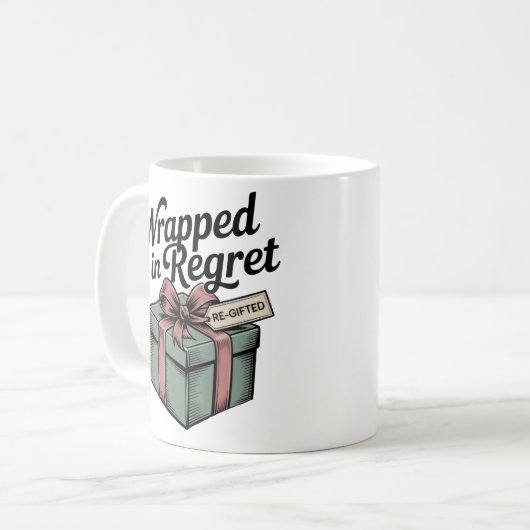 Wrapped in Regret | Christmas Emotional Humor Koffiemok (Voorkant links)