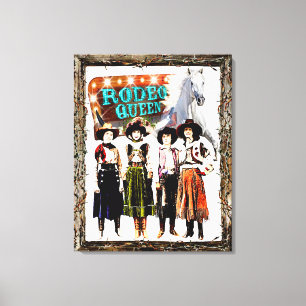 Wrapped Stretted  Cowgirl Rodeo Queen Canvas Afdruk