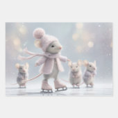 Wrapping Decoupage Paper Ice Skating Mice (Voorkant 2)