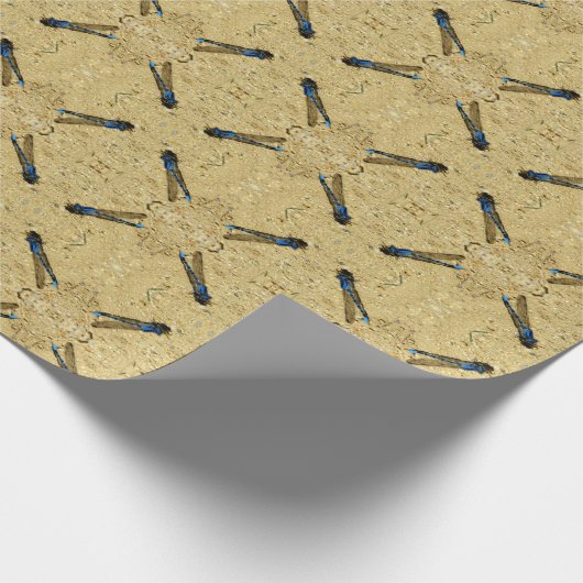 Wrapping Paper - Blue Dragonfly on Sand Cadeaupapier (Hoek)