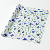 Wrapping Paper - Blue Flowers Cadeaupapier (Uitgerold)