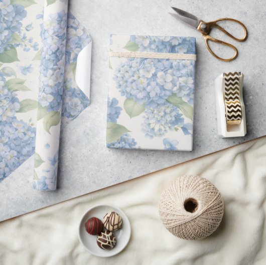 Wrapping Paper | Blue Hydrangea Floral Gift Wrap Cadeaupapier (Crafts)