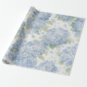 Wrapping Paper | Blue Hydrangea Flowers Gift Wrap Cadeaupapier (Uitgerold)