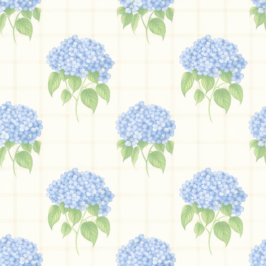 Wrapping Paper | Blue Hydrangea | Luxe Ivory Plaid Cadeaupapier