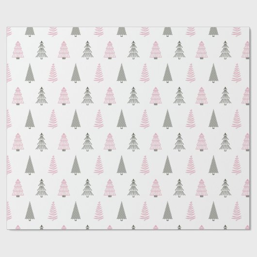 Wrapping Paper Christmas Cute Christmas Trees Cadeaupapier (Vlak)