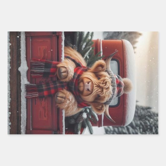 Wrapping Paper Decoupage 3 Highland Cow Set (Voorkant 3)