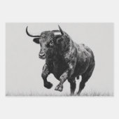 Wrapping Paper Decoupage Black White Bulls Western (Voorkant 2)