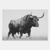 Wrapping Paper Decoupage Black White Bulls Western (Voorkant)