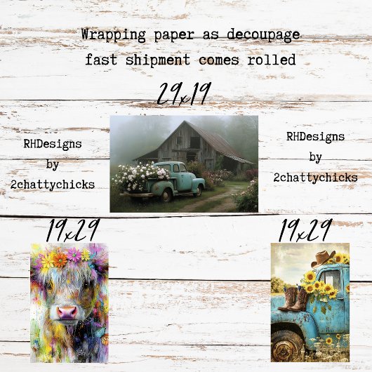 Wrapping Paper Decoupage Charming Country Living